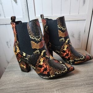 Listen Up by Nova Snakeskin Pattern Block Heel Boots
